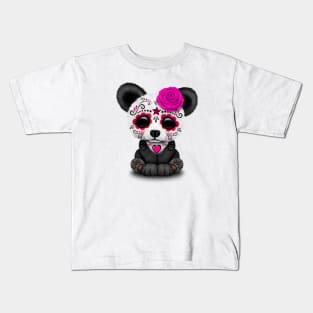 Pink Day of the Dead Sugar Skull Panda Kids T-Shirt